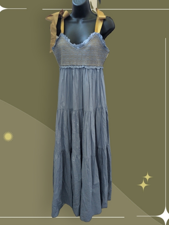 Free People Dresses & Skirts - ✨nwt Free People Bluebell Solid Maxi Dress In Blue Gold Size M